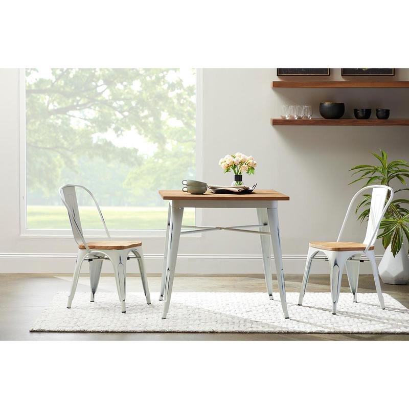 Danne Stacking Side Chair in Antique White with Natural Seat - Image 11