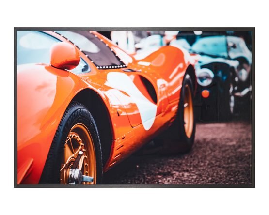 Vintage Ferrari - 72" X 48" - Charcoal Frame Orange