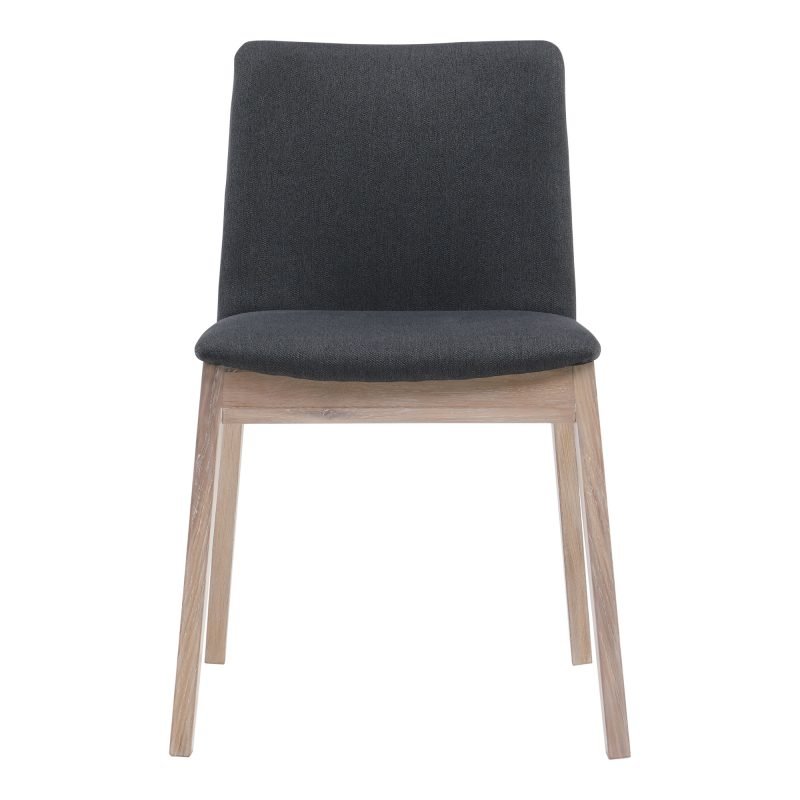 DECO OAK DINING CHAIR - SET OF TWO DARK GREY