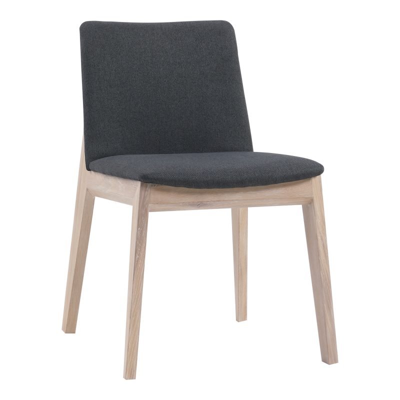 DECO OAK DINING CHAIR - SET OF TWO DARK GREY - Image 2