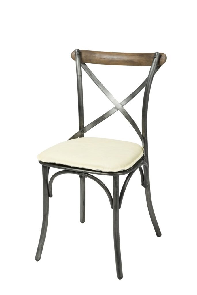 Metal Crossback Chair with White Ivory Seat Cushion Metro Element
