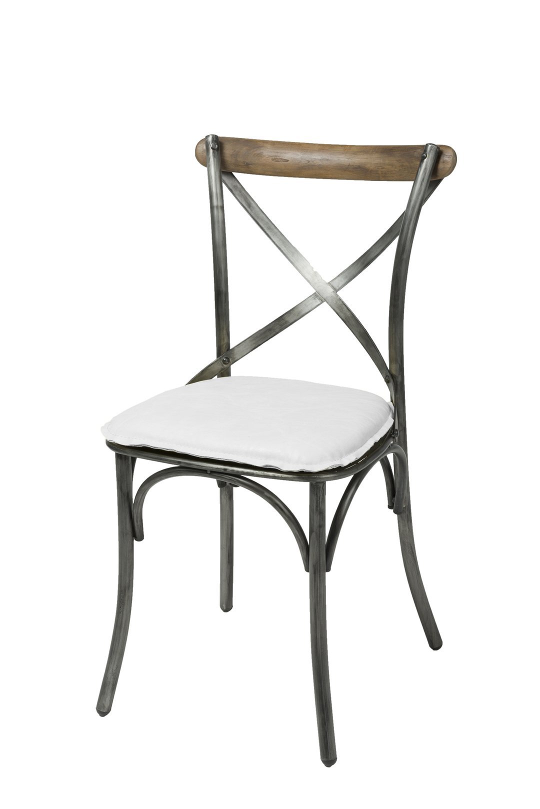 Metal Crossback Chair with White Seat Cushion Metro Element