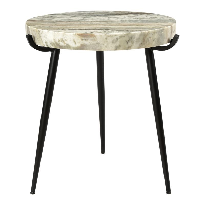 BRINLEY MARBLE ACCENT TABLE LIGHT BROWN