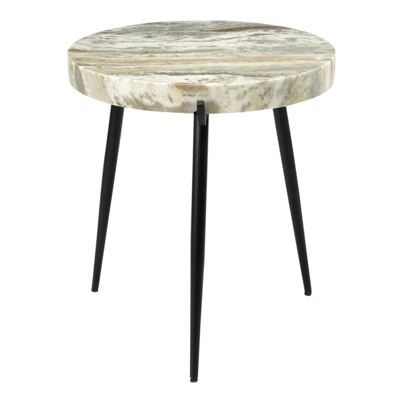 BRINLEY MARBLE ACCENT TABLE LIGHT BROWN - Image 2