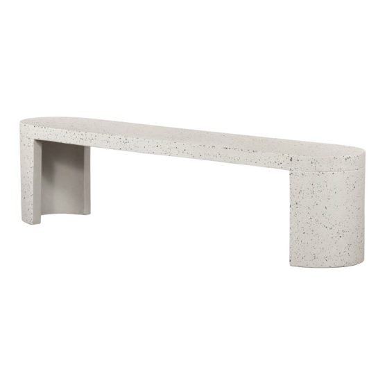 LYON OUTDOOR BENCH WHITE TERRAZZO LIGHT GREY - Image 2
