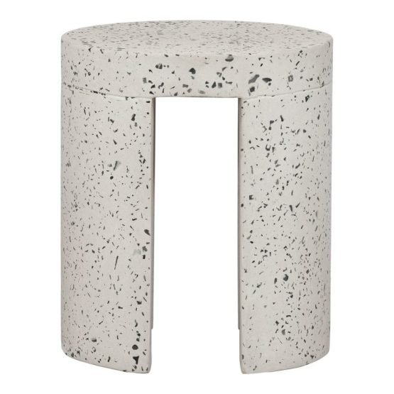 LYON OUTDOOR STOOL WHITE TERRAZZO LIGHT GREY