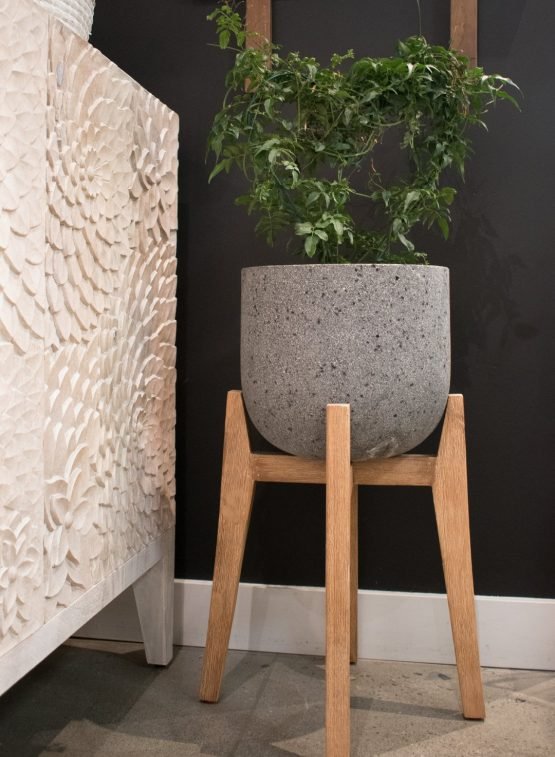 Patio Large Round Standing Pot - Grey Stone - Image 2
