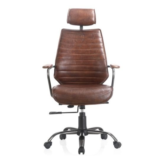 EXECUTIVE OFFICE CHAIR LEATHER DARK BROWN