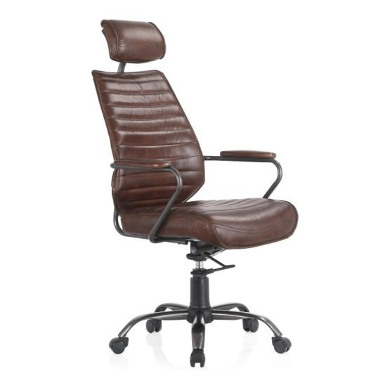 EXECUTIVE OFFICE CHAIR LEATHER DARK BROWN - Image 2