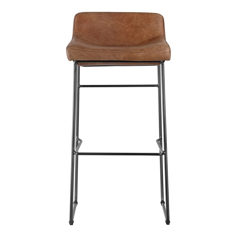 STARLET BARSTOOL OPEN ROAD BROWN LEATHER - SET OF TWO CAPPUCCINO