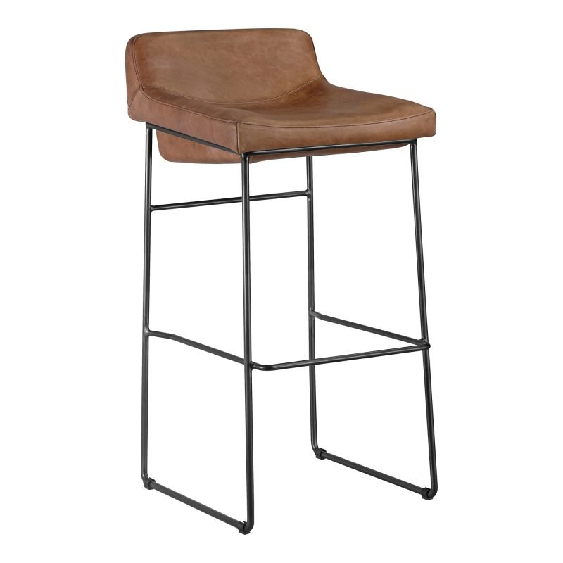 STARLET BARSTOOL OPEN ROAD BROWN LEATHER - SET OF TWO CAPPUCCINO - Image 2