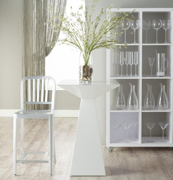 Tad Bar Table in High Gloss White - Image 13