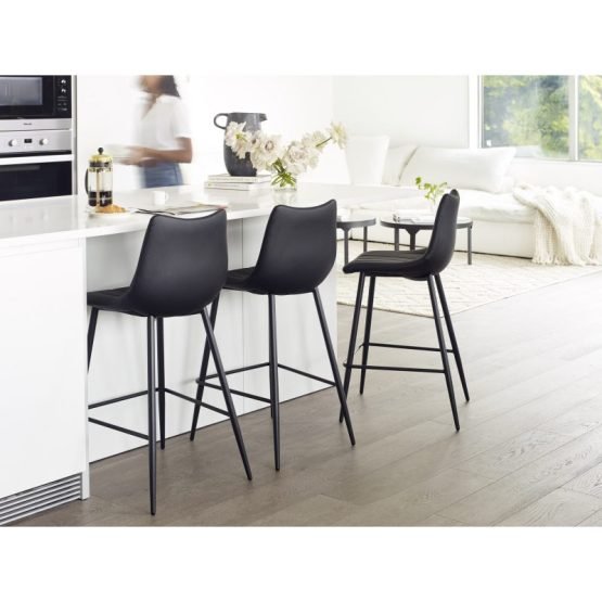 ALIBI COUNTER STOOL MATTE - SET OF TWO BLACK - Image 6