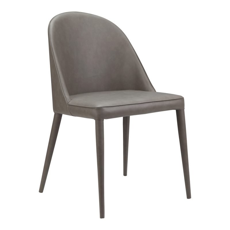 BURTON DINING CHAIR GREY VEGAN LEATHER - SET OF TWO DARK GREY - Image 2