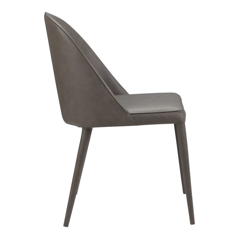 BURTON DINING CHAIR GREY VEGAN LEATHER - SET OF TWO DARK GREY - Image 3