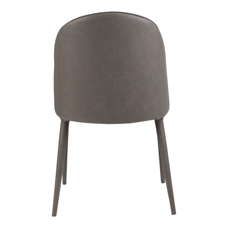 BURTON DINING CHAIR GREY VEGAN LEATHER - SET OF TWO DARK GREY - Image 4