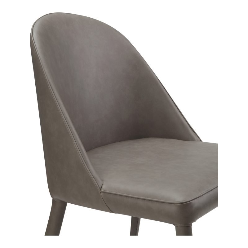 BURTON DINING CHAIR GREY VEGAN LEATHER - SET OF TWO DARK GREY - Image 5