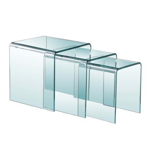 BENT GLASS Nesting Table GY-S0SET-12B Clear